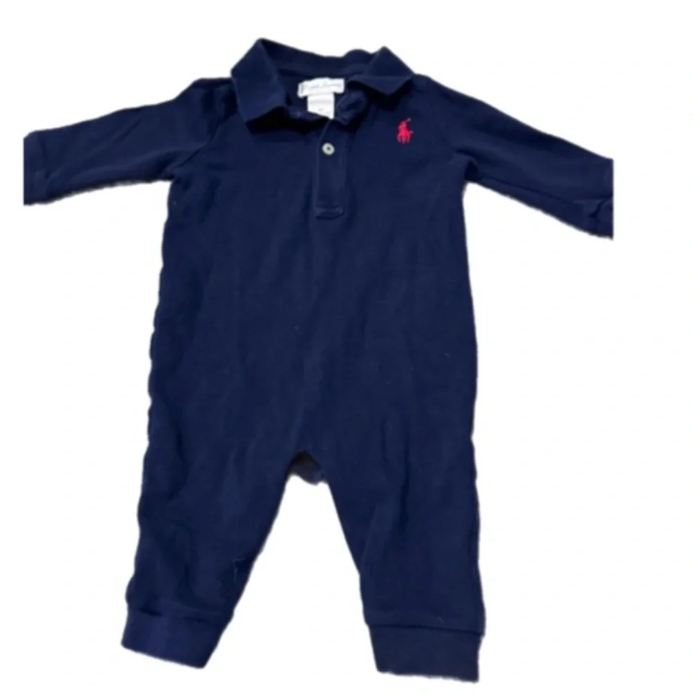 Ralph Lauren Kids Polo Romper in Navy and Red